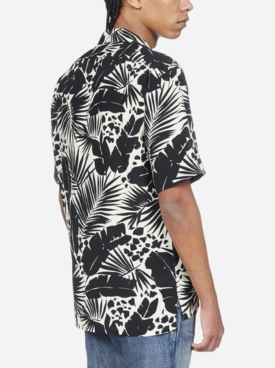 Shop Saint Laurent Tropical Print Silk Shirt