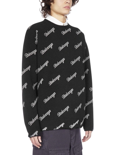 Shop Balenciaga All-over Logo Wool Sweater