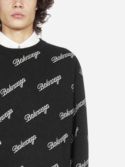 Shop Balenciaga All-over Logo Wool Sweater