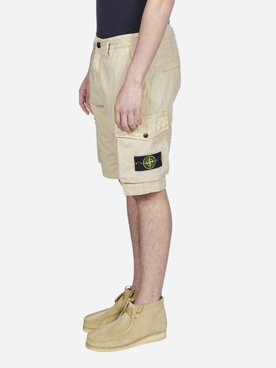 Shop Stone Island Cotton Cargo Shorts