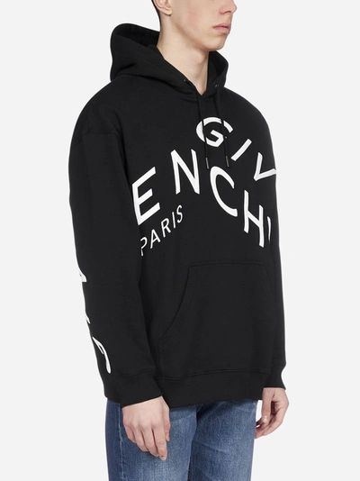 Shop Givenchy Refracted Logo Cotton Hoodie In Black - White