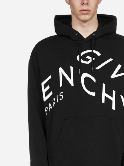 Shop Givenchy Refracted Logo Cotton Hoodie In Black - White