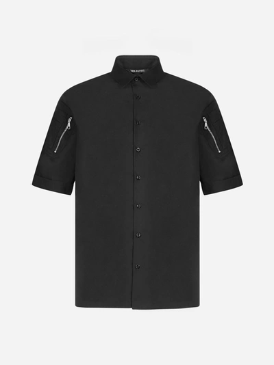 Shop Neil Barrett Zip-details Cotton Shirt