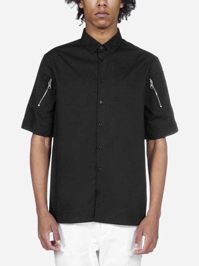 Shop Neil Barrett Zip-details Cotton Shirt