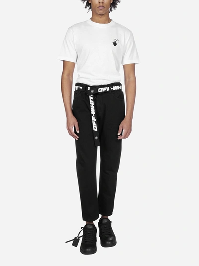 Shop Off-white Logo-belt Slim-fit Jeans