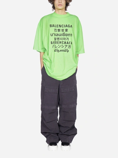 Shop Balenciaga Multilingual Logo Cotton-blend T-shirt