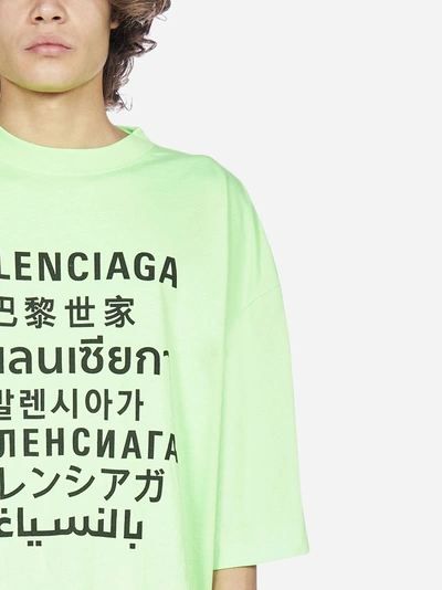 Shop Balenciaga Multilingual Logo Cotton-blend T-shirt