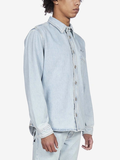 Shop Off-white Marker Denim Shirt In Vintage Flat Light Blue