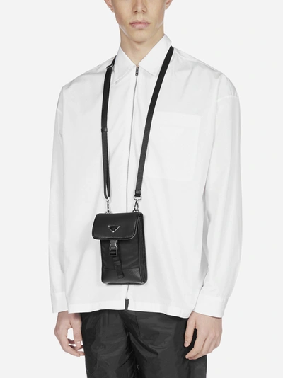 Shop Prada Logo And Zip Cotton Shirt