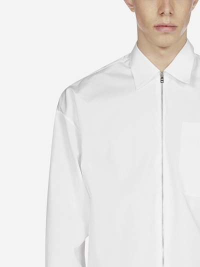 Shop Prada Logo And Zip Cotton Shirt