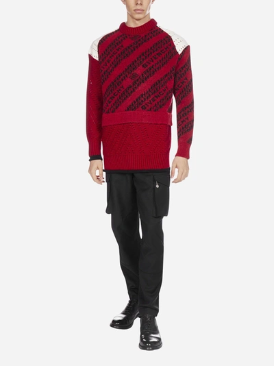 Shop Givenchy All-over Logo Wool Multilayer Sweater