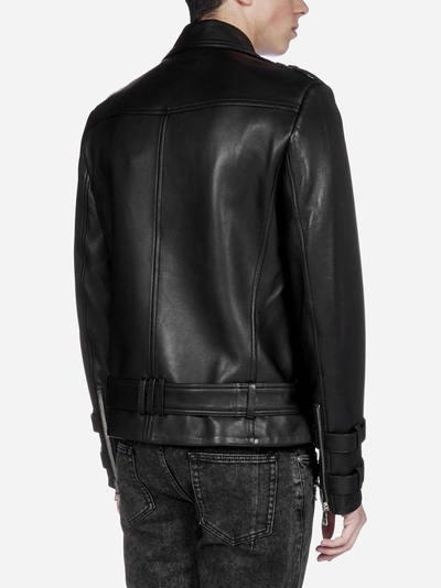 Shop Balmain Biker-style Leather Jacket