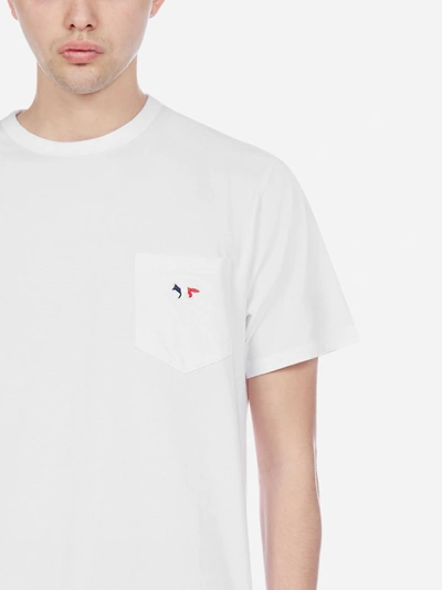 Shop Maison Kitsuné Tricolor Fox Patch-chest Pocket Cotton T-shirt