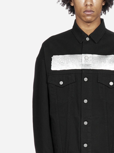 Shop Givenchy Logo-latex Stripe Denim Jacket