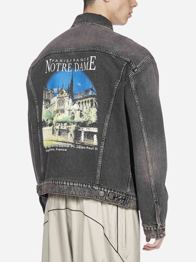 Shop Balenciaga Notre Dame Oversized Denim Jacket