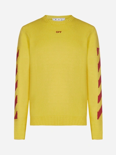 Shop Off-white Diag Cotton-blend Sweater