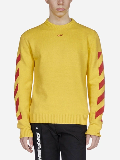 Shop Off-white Diag Cotton-blend Sweater