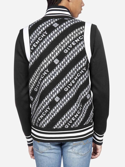 Shop Givenchy Logo-chain Motif Wool Bomber Jacket In Black - White