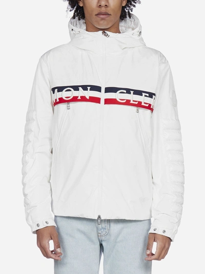 Shop Moncler Olargues Logo Nylon Down Jacket In White