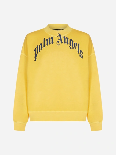 Shop Palm Angels Curved Logo Cotton Sweatshirt