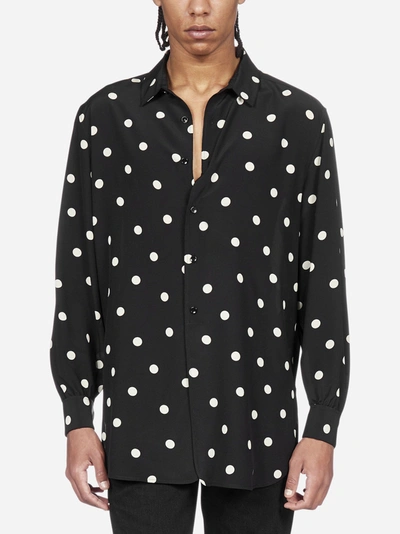 Shop Saint Laurent Polka-dot Silk Shirt