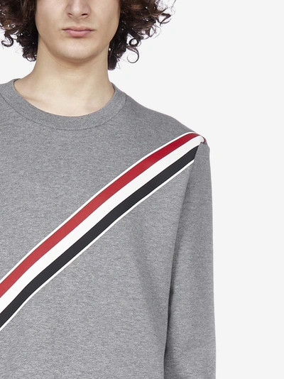 Shop Thom Browne Diagonal Striped Print Cotton Sweatshirt