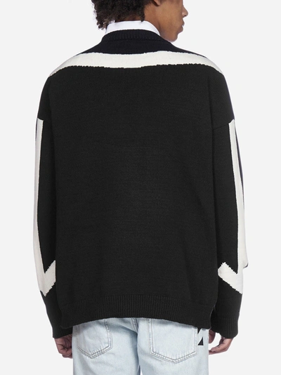 Shop Off-white Twisted Arrows Cotton Sweater In Black - White
