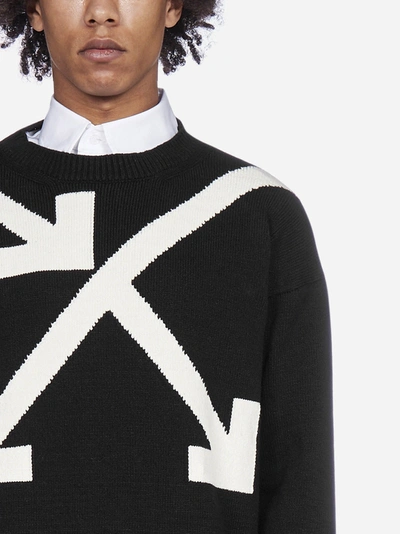 Shop Off-white Twisted Arrows Cotton Sweater In Black - White
