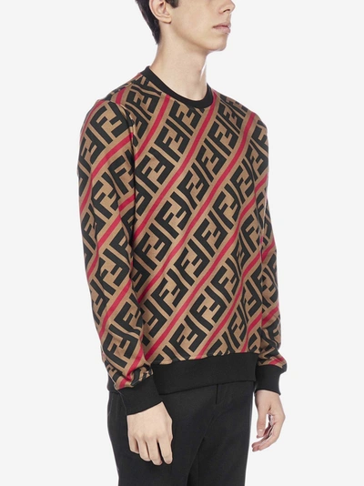 Shop Fendi Ff Diagonal Motif Cotton Sweatshirt