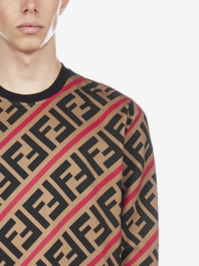 Shop Fendi Ff Diagonal Motif Cotton Sweatshirt