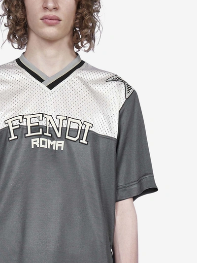 Shop Fendi Logo Mesh And Acetate T-shirt