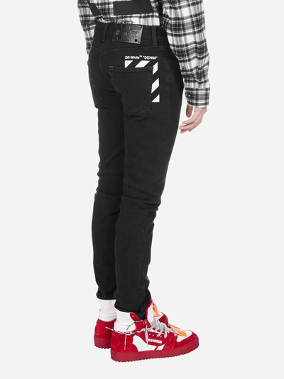 Shop Off-white Diag Skinny Jeans In Black White