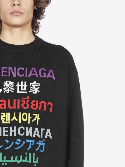 Shop Balenciaga Multilingual Logo Wool Sweater