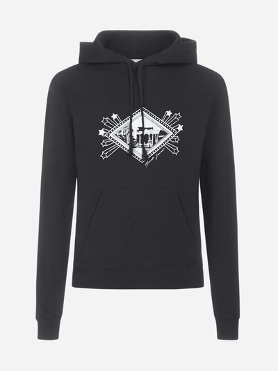 Shop Saint Laurent Printed Cotton Hoodie