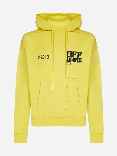 Shop Off-white Tech Marker Cotton Hoodie In Maize Black