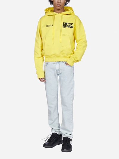 Shop Off-white Tech Marker Cotton Hoodie In Maize Black