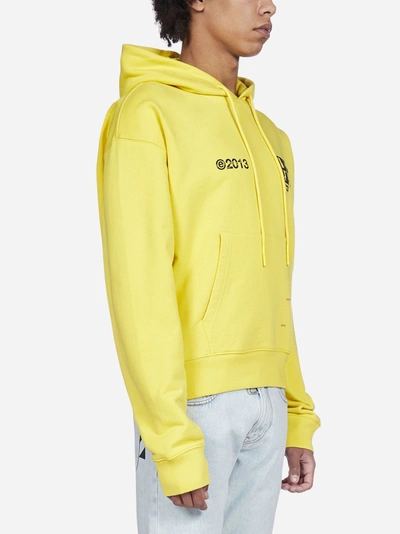 Shop Off-white Tech Marker Cotton Hoodie In Maize Black