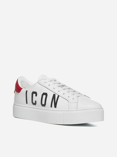 Shop Dsquared2 Icon Logo Leather Platform Sneakers