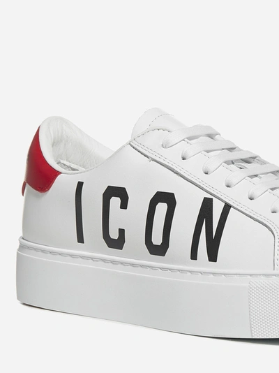 Shop Dsquared2 Icon Logo Leather Platform Sneakers
