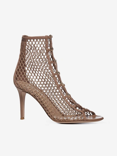 Shop Gianvito Rossi Helena Nappa Leather And Mesh Ankle Boots