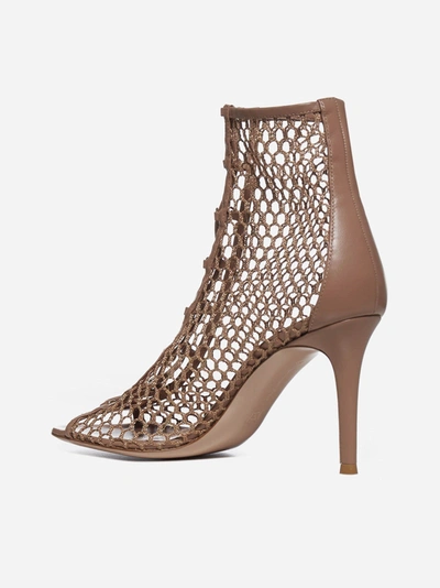 Shop Gianvito Rossi Helena Nappa Leather And Mesh Ankle Boots