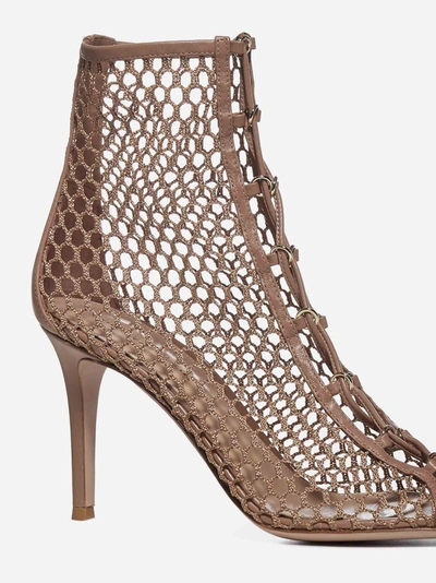 Shop Gianvito Rossi Helena Nappa Leather And Mesh Ankle Boots