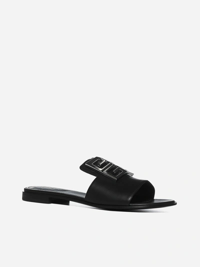 Shop Givenchy 4g Nappa Leather Flat Slides