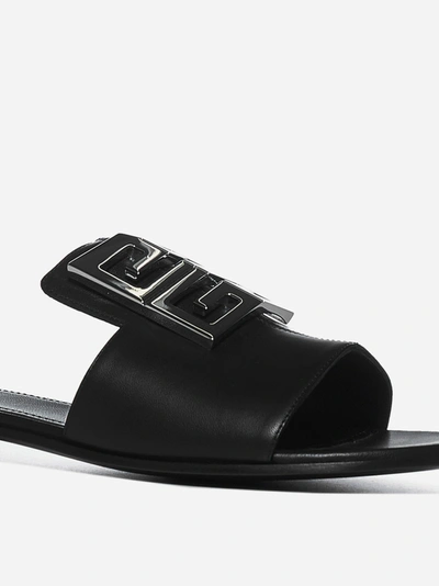 Shop Givenchy 4g Nappa Leather Flat Slides