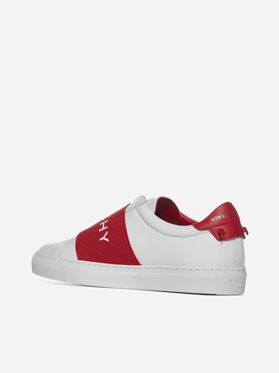 Shop Givenchy Urban Street Logo-band Leather Low-top Sneakers In Red - White