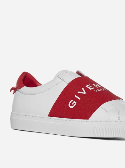 Shop Givenchy Urban Street Logo-band Leather Low-top Sneakers In Red - White