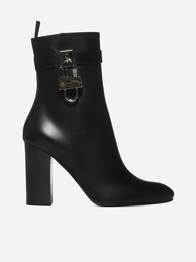 Shop Givenchy Lock-heel Leather Ankle Boots