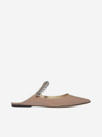 Shop Jimmy Choo Bing Crystals-strap Patent Leather Flat Mules
