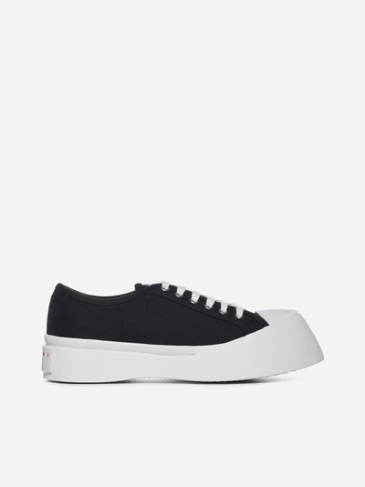 Shop Marni Pablo Canvas And Rubber Sneakers In Black