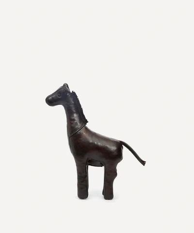 Omersa Miniature Leather Giraffe In Brown
